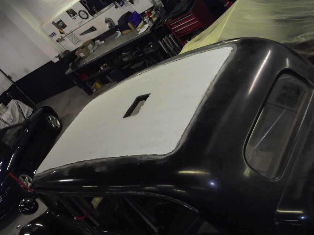 The various layers of calico and wadding were built back up